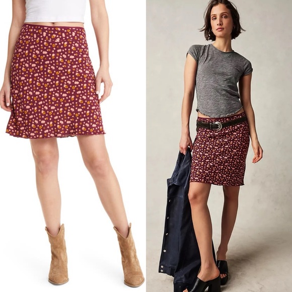 🆕FREE PEOPLE IRL SKIRT IN PLUM COMBO - Picture 2 of 14